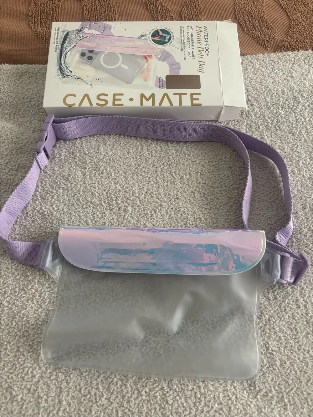 Case-Mate Waterproof Phone Belt Bag in soap bubble iridescent